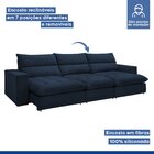 Sofá Retrátil E Reclinável 350cm Martinho Veludo Azul