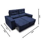 Sofá Retrátil E Reclinável 3 Lugares 1,80m Roma Suede Azul