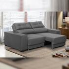 Sofá Retrátil E Reclinável 3 Lugares 1,80m Rubia Suede Cinza