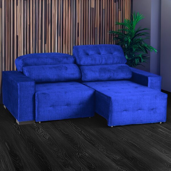 Sofá Retrátil E Reclinável 3 Lugares 180 Cm Atlas Azul
