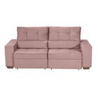 Sofá Retrátil E Reclinável 3 Lugares 190cm Veludo Rosa Indust