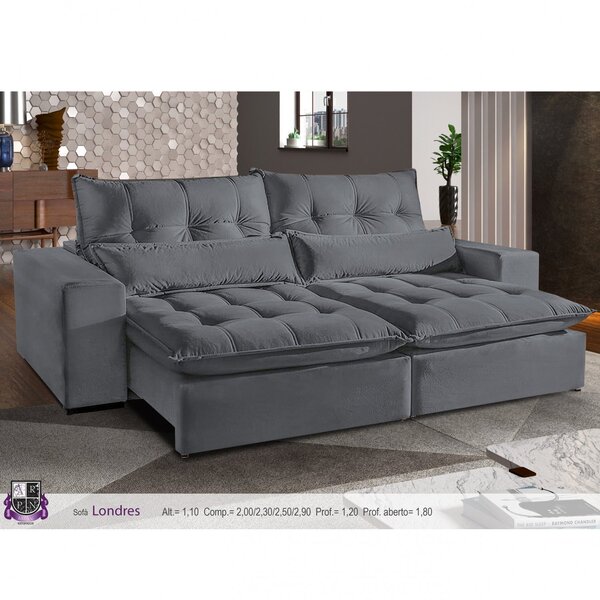 Sofá Retrátil E Reclinável 3 Lugares 2,00m Londres  Grafite