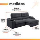 Sofá Retrátil E Reclinável 3 Lugares 2,10m C/ Porta Copos Sli