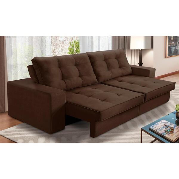 Sofá Retrátil E Reclinável 3 Lugares 2,10m Com Molas Marcela