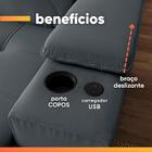 Sofá Retrátil E Reclinável 3 Lugares 2,12m C/ Porta Copos Ent