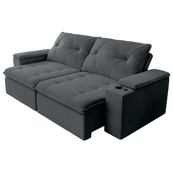 Sofá Retrátil E Reclinável 3 Lugares 2,12m C/ Porta Copos Ent