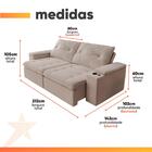 Sofá Retrátil E Reclinável 3 Lugares 2,12m C/ Porta Copos Ent