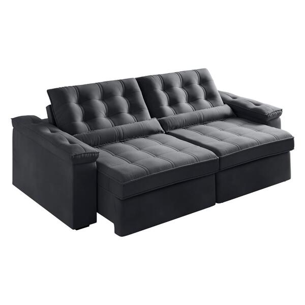 Sofá Retrátil E Reclinável 3 Lugares 2,12m Veludo Ilhéus