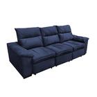 Sofá Retrátil E Reclinável 3 Lugares 2,25m Manuela Suede Azul