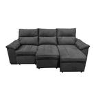 Sofá Retrátil E Reclinável 3 Lugares 2,25m Manuela Suede Cinza