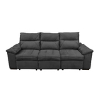 Sofá Retrátil E Reclinável 3 Lugares 2,25m Manuela Suede Cinza