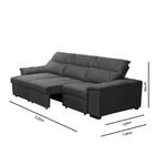 Sofá Retrátil E Reclinável 3 Lugares 2,25m Manuela Suede Cinza