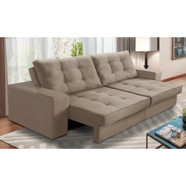 Sofá Retrátil E Reclinável 3 Lugares 2,30m Com Molas Marcela