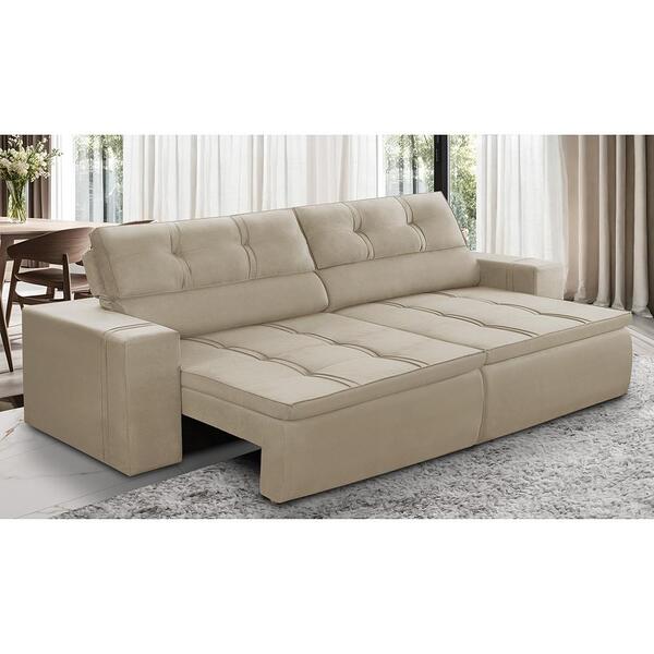 Sofá Retrátil E Reclinável 3 Lugares 2,30m Com Molas Stella S