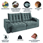 Sofá Retrátil E Reclinável 3 Lugares 2,30m Com Porta Copos Ve