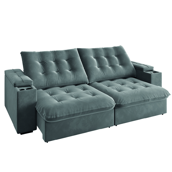 Sofá Retrátil E Reclinável 3 Lugares 2,30m Com Porta Copos Ve