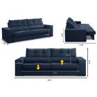 Sofá Retrátil E Reclinável 3 Lugares 2,50m Com Molas Mirela S