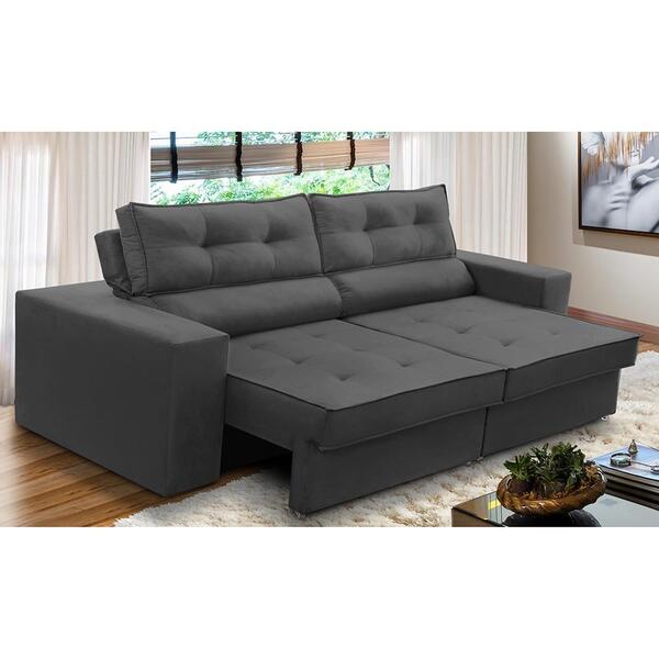 Sofá Retrátil E Reclinável 3 Lugares 2,50m Com Molas Mirela S