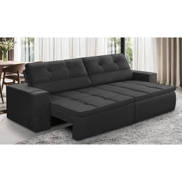 Sofá Retrátil E Reclinável 3 Lugares 2,50m Com Molas Stella S