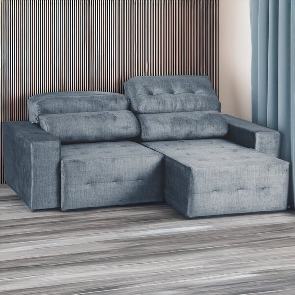 Sofá Retrátil E Reclinável 3 Lugares 200 Cm Atlas Grafite