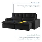 Sofá Retrátil E Reclinável 3 Lugares 200cm Beny Preto