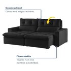 Sofá Retrátil E Reclinável 3 Lugares 200cm Beny Preto
