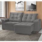 Sofá Retrátil E Reclinável 3 Lugares 200cm Cianita  Cinza