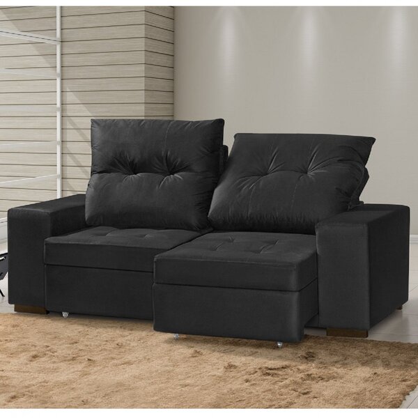 Sofá Retrátil E Reclinável 3 Lugares 200cm Com Baú Malaquita