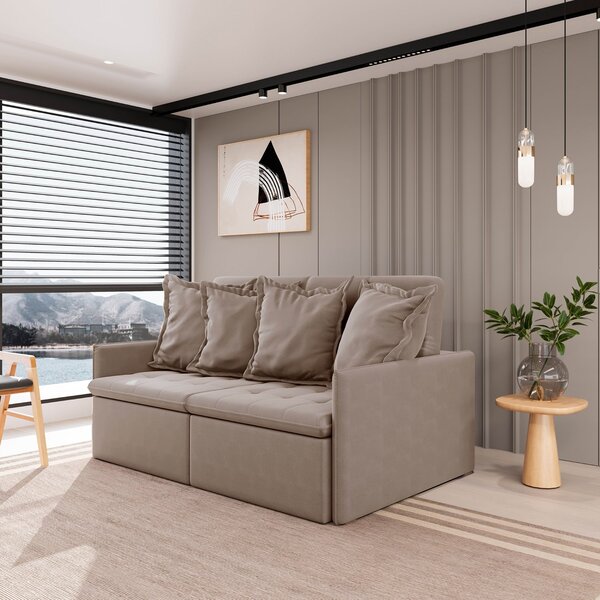 Sofá Retrátil E Reclinável 3 Lugares 200cm Dália Cabecasa Mad