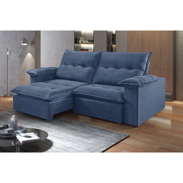 Sofá Retrátil E Reclinável 3 Lugares 200cm México  Azul