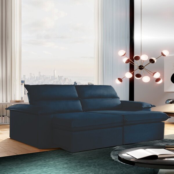 Sofá Retrátil E Reclinável 3 Lugares 200cm Vanilla Veludo Ma