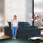 Sofá Retrátil E Reclinável 3 Lugares 200cm Vanilla  Veludo Ma