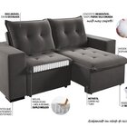 Sofá Retrátil E Reclinável 3 Lugares 200cm Veludo Power Grafi