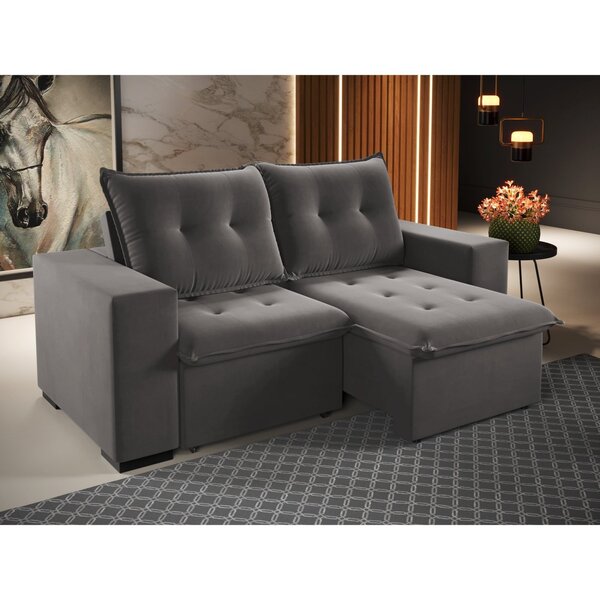 Sofá Retrátil E Reclinável 3 Lugares 200cm Veludo Power Grafi