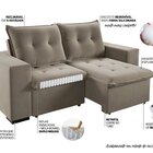 Sofá Retrátil E Reclinável 3 Lugares 200cm Veludo Power Pérola