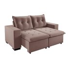 Sofá Retrátil E Reclinável 3 Lugares 200cm Veludo Power Rosa