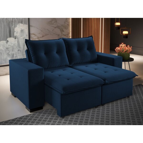Sofá Retrátil E Reclinável 3 Lugares 204cm Stone Azul