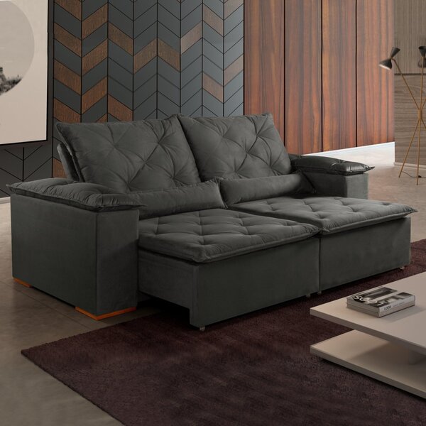 Sofá Retrátil E Reclinável 3 Lugares 210cm Belgrado K08  Cinza