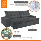 Sofá Retrátil E Reclinável 3 Lugares 210cm Bérgamo  Veludo Gr