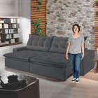 Sofá Retrátil E Reclinável 3 Lugares 210cm Bérgamo  Veludo Gr