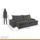 Sofá Retrátil E Reclinável 3 Lugares 210cm Bérgamo  Veludo Gr
