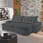 Sofá Retrátil E Reclinável 3 Lugares 210cm Bérgamo  Veludo Gr