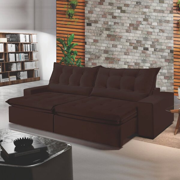 Sofá Retrátil E Reclinável 3 Lugares 210cm Bérgamo  Veludo Ma