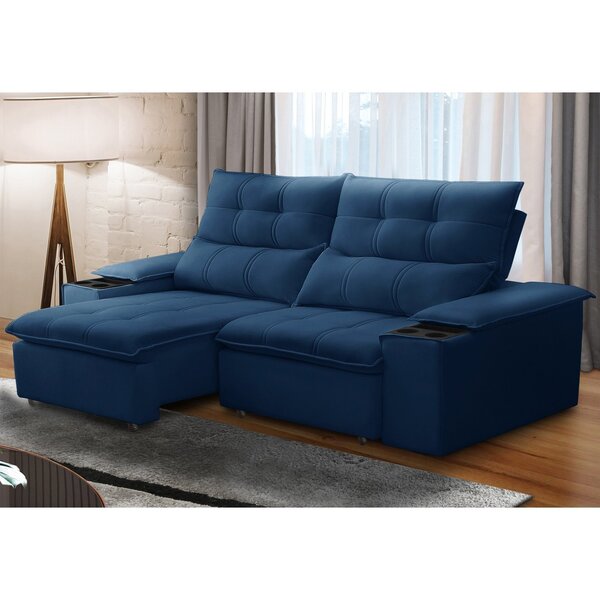 Sofá Retrátil E Reclinável 3 Lugares 210cm Com Porta Copos E