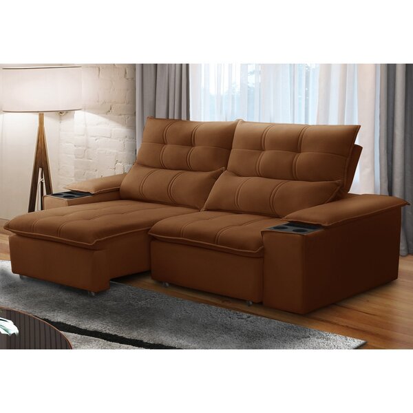 Sofá Retrátil E Reclinável 3 Lugares 210cm Com Porta Copos E