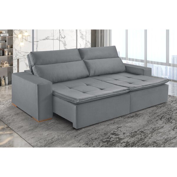Sofá Retrátil E Reclinável 3 Lugares 210cm Veneza  Cinza
