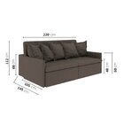 Sofá Retrátil E Reclinável 3 Lugares 220cm Dália Cabecasa Mad