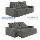 Sofá Retrátil E Reclinável 3 Lugares 220cm Embaúba Extra Cabe