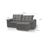 Sofá Retrátil E Reclinável 3 Lugares 230cm Cianita  Cinza