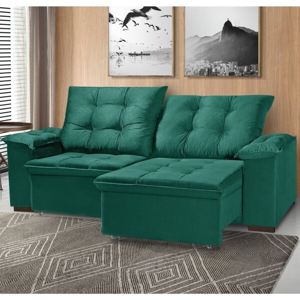 Sofá Retrátil E Reclinável 3 Lugares 230cm Cianita  Verde